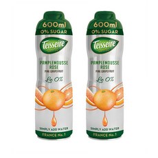 Teisseire Pink Grapefruit 떼세르 0% 슈가 무가당 핑크 그레이프프루트 자몽 시럽 농축액 600mL 2팩, 2개