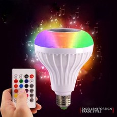 블루투스 원격제어 LED 음악 전구 램프, 12W, RGB, 12w