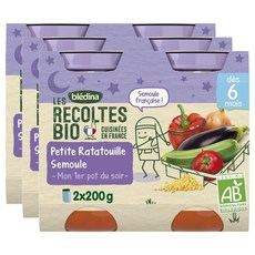 BLEDINA 블레디나 세몰리나 라따뚜이 야채 퓨레 이유식 6개월이상 2개입 x3팩 200g, 6개