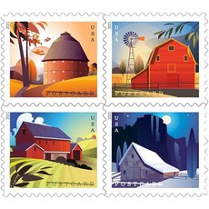 Barn POSTCARD Forever 우표 미국 우편 미국 역사 결혼식 축하 기념일 (스탬프 100개 롤)
