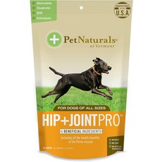 Pet Naturals Hip +Joint PRO 글루코사민 콘드로이친 MSM 개 고양이용, 강아지용, 60츄, 1개 - 강아지관절영양제조인트츄