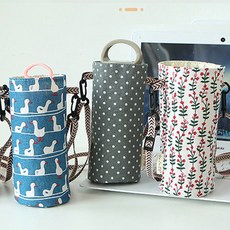 [로랑] 끈있는 린넨 물병 (오리 도트 숲속베리) W186, 오리