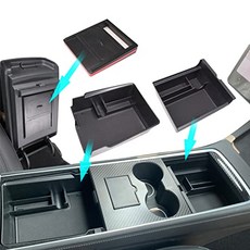 Tesla Model 3/Y Center Console Organizer Tray Hidden Cubby Drawer Storage Box 문서 안경 신용 카드 작은 변경 립스틱 및 기타 품목의 깔끔한 수집을 위한 ABS 소재(3PCS)