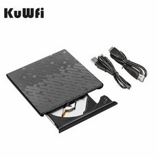[해외] KUWFI USB 3.0 DVD 버너 울트라 슬림 외장형 CDDVD 플레이어 버너 터치 컨트롤 광학 드라이브 (MAC OS 용) WINDOWS 1078 노트북, WHITE