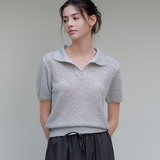 아워코모스 comos 1166 open collar netting knit (melange gray) - 아워코모스