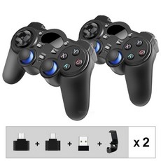  엑스 박스 패드 게임 패드 2.4g 태블릿 pc 스마트 tv 상자 용 ps3스마트 폰용 otg 변환기가있는 안드로이드 조이스틱 조이 무선 컨트롤러, 홀더 포함 2개 