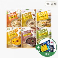 샘표 밸런스죽 420g 6봉 세트+증정 / 닭백숙죽 전복내장죽 삼계죽 소고기죽 흑임자죽 야채죽 팥죽 호박죽, 3. 흑임자죽3+연근야채죽3+증정