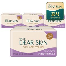 깨끗한나라 디어스킨 에어엠보 슈퍼롱 라이너 뉴 30개입x4팩, 4개, 30개입