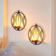 ZCD 2x 벽걸이 기둥 캔들 홀더 Sconce Centerpiece Birthday 거울 차 조명 candelabros 홈에 대한 두 장식, 19cm, 검정, 철