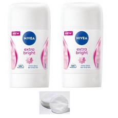 NIVEA 니베아 엑스트라 화이트 데오 스틱 50ML 1통 + 화장솜, 2개