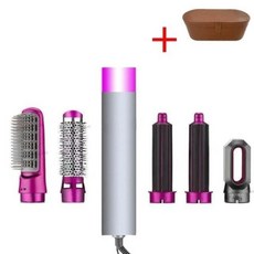 헤어 드라이 에어 브러쉬 컬링 고데기 스트레이트너 스타일링 세트, 220V, 로즈 레드 세트 1
