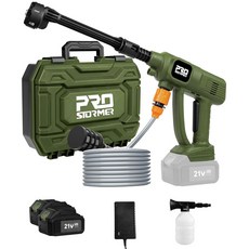 프로스톰 무선 압력 세척기 1500PSI 2PCS 3 0Ah 배터리 및 충전기가 장착된 휴대용 물총 자동차 가정 바닥 울타리용 6 in 1 노즐