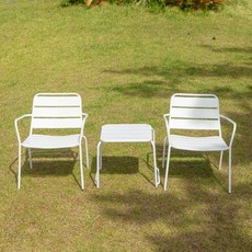 에이비퍼니쳐 코나 철제 라운지 벤치 야외테이블세트, 2인세트 화이트