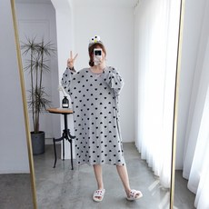 모달 여성 잠옷치마 롱 여름 가을 빅사이즈 긴 소매 와이드 루즈핏 임부 치마 200근 롱스커트