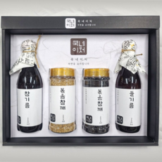 쿡네이처 참기름 들기름 볶음참깨 검은깨 4종 선물세트, 1박스, 300ml, 중국산 참기름 ＋ 참기름 ＋ 볶음참깨 ＋ 검은깨