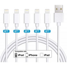 MFi 인증 iPhone 충전기 5Pack 6FT 번개 케이블 초장 iPhone 충전기 케이블 충전 코드 호환되는 iPhone 11 Pro Max XR XS X 8, 단일옵션