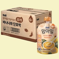 맘마밀 안심 이유식 퓨레 6개월부터, 바나나 + 단호박 혼합맛, 20개입