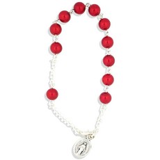 Vatican Imports 바티칸 수입 화려하고 재미 하나 십 년간 묵주 팔찌 12 색상 포함 십자가 메달 매력 Ruby