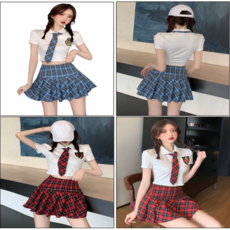 넥타이 a라인 스커트 넥타이 교복 스타일
