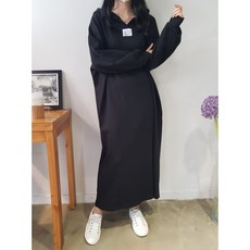 상상그이상 여성용 국내제작 라벨후드 패치포인트 빅사이즈 후드롱 원피스 마실룩 편하게 입는 원피스