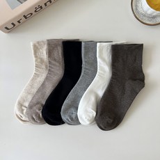 러브앤삭스 여성용 무압박 단목 무지양말 임산부 당뇨양말 5켤레 세트, 아이보리, 5개