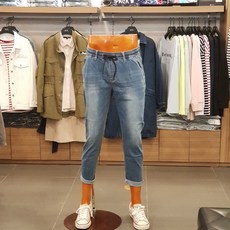 닉스 "이렇게 얇고 편한 청바지가 있다면!!" 저온스 M톤 워싱 풀밴딩 크롭 테이퍼드 핏 청바지