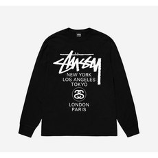 슈데일리 스투시 월드투어 롱슬리브 티셔츠 블랙 2024 3993860