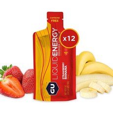 GU Energy 리퀴드 에너지 젤 복합 탄수화물 함유 12개 다양한 맛(포장은 다를 수 있음), Strawberry Banana