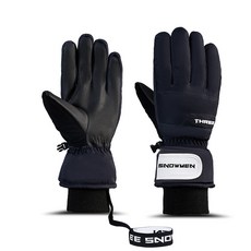 -30도 스노우 보드 스키 장갑 10000 방수 미끄럼 방지 방풍 터치 스크린 로프 겨울 따뜻한 눈 남여 장갑, 검은색, XL