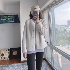 여성 가디건 양털 노카라 카디건 겨울 후리스 스웨이드 자켓
