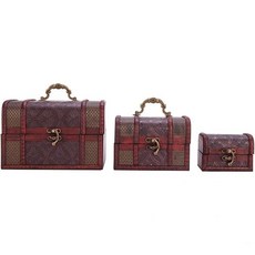 THY COLLECTIBLES Vintage Wooden Embossed Flower Pattern Jewelry Treasure Box Storage Organizer Tri