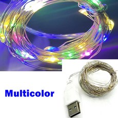 USB 웨딩 와이어 화환 파티 라이트 20m 조명 3 요정 장식 방수 크리스마스 스트링 실버 구리 LED 10, RGB, 1m-By USB, 13) RGB - 1m-By USB