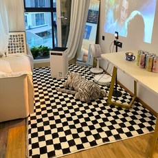 거실카페트 북유럽러그 침실용 레트로 체커보드 러그 홈 데코 푹신하고 부드러운 플러시 바닥 매트 거실 장식 카펫 격자 라운지 러그, 120x160cm, 49.F - 120x160cm