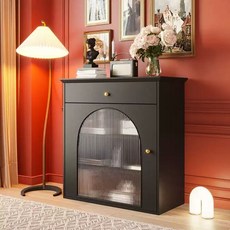 엔틱 아치형 그릇장 부엌 찬장 접시장 책장 인테리어 주방 진열장식장 와인장, 04. 블랙 반투명