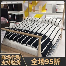 엔틱침대인테리어 에침대 베바닥재 IKEA 투레카 이불커버 와 베게커버 흑백 색깔 스트라이프 단가라, 블랙 _화이트
