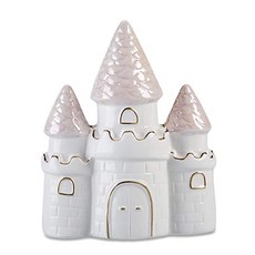 Baby Aspen Simply Enchanted Small Castle Porcelain Piggy Bank Pink White One Size