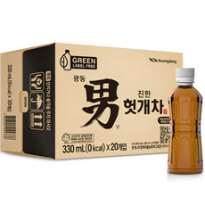 광동제약 진한 헛개차 무라벨 그린, 330ml, 20개