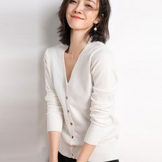야오야오 여성용 소프트 터치 브이넥 니트 가디건