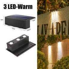 태양광 태양열 정원등 조명 야외 무선 벽 초강력 IP65 방수 울타리 정원 계단 1 2 4, 07 WarmLight-3LED_04 6Pcs