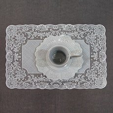 마꼬꼬트 프렌치 레이스 식탁매트, 프렌치 화이트, 46cm x 31cm