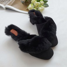 주디 밍크퍼 미들굽 뮬 블로퍼 2 color