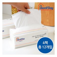 스웰데이 뽑아쓰는 키친타월 3겹 (100매 3개 X 4팩) 총 12개, 100매