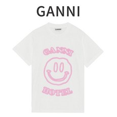 가니 반팔티 여성용 스마일 프린팅 여름 반팔 티셔츠 홈웨어 4컬러 블랙 여름
