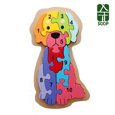숲(SOOP) 숲(SOOP)우드퍼즐 강아지(숫자10) 유아 원목 퍼즐, 1개