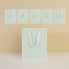 빛공 고급 선물 무지 미니 답례품 쇼핑백 종이가방 종이백 (스티커포함), 6개, 민트