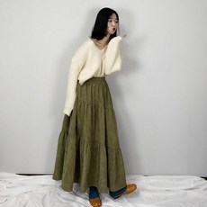 골덴 캉캉 코듀로이 A라인 주름 맥시 롱스커트 3col
