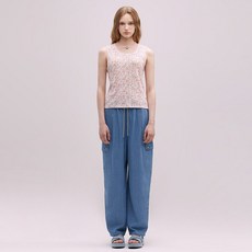 써스데이아일랜드 여성넥레이스 배색 슬리브리스 티셔츠T244MSL232W 219067