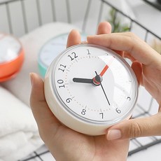 욕실 타일 거울 흡착 시계 화장실 화장대 미러 방수 무소음 시계, 오렌지, 1개