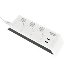 네모탭 3구 개별 스위치 A타입 고속충전 USB 멀티탭 1.5m, 1개