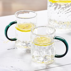 카페로메오 내열유리 패턴 물병 1.6L, 홈카페 유리컵, 2개